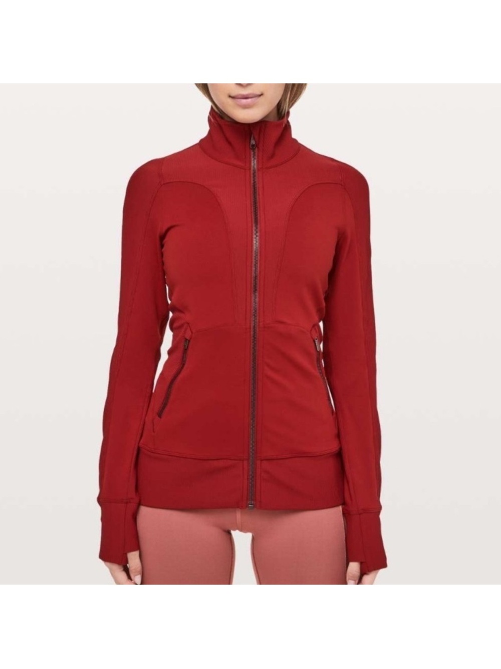 Lululemon Movement To Movement Jacket Dark Sport Red full zip sz 10